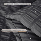 MUXHOMO 7 Pieces King Comforter Set, Seersucker Bed in a Bag King Size, All Season Luxury Bedding Set with Comforter, Flat Sheet, Fitted Sheet, Pillowcases & Shams, Dark Grey