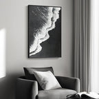 Framed Black and White Abstract Beach Canvas Wall Art, Modern Minimalist Art Prints Paintings Artwork for Walls, Ocean Wave Pictures for Living Room Dining Room Bedroom Bathroom Wall Decor 24x36 In