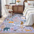 OJIA Animal Print Washable Rug 5x7 Area Rugs for Nursery, Soft Kids Bedroom Rug Ultra-Thin Non-Slip Modern Living Room Carpet, Stain Resistant Throw Carpet for Office Dining Room