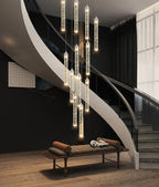 12-Lights Chandelier LED Dimmable Chandeliers for Entryway Flush Mount Ceiling Pendant Light Fixture Crystal Chandeliers for Living Room Chrome Finished Lighting Modern High Ceiling Chandelier