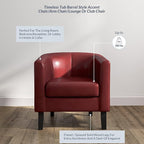 BELLEZE Accent Barrel Chair, Linen Round Chair Club Tub Sofa Corner Chair with Flared Legs and Cozy Soft Padding for Living Room Bedroom Waiting Room - Red