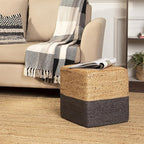 REDEARTH · Cube Pouf Foot Stool Ottoman - Jute Braided Pouffe Poof Accent Sitting Footrest for The Living Room, Bedroom, Nursery, Patio, Lounge & Other Rooms, Set of 2(14.5”x14.5”x16”; Natural Gray)