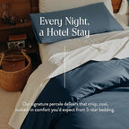 Brooklinen Luxury Percale Duvet Cover – 100% Cotton, Cool, Crisp, Extra-Long Corner Ties, Button Closure, Soft & Breathable – Machine Washable, Duvet Cover King/California King Bed Sizes (Abyss)