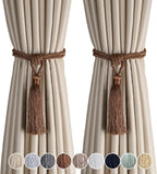 Fenghuangwu Curtain Tiebacks Tassel Tie-Backs, Rope Curtain tie Backs Handmade Curtain Holdbacks Made from Polyester (Coffee, 2p)