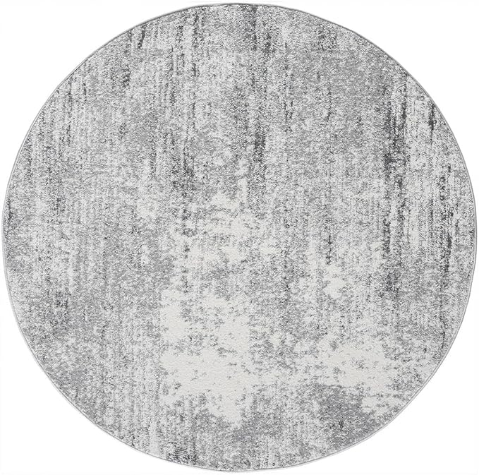 Keen Home Design Area Rugs - 8ft Round Non-Shedding, Abstract Rugs for Kitchen, Living Room, Bedroom, Dining Room, Entryway - Size: 7'10" Round, Abstract Cream/Grey