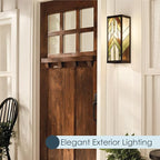 RIVER OF GOODS Art Deco Stained Glass Outdoor Light Fixture - 16.25" H - Decorative Porch Light - Green