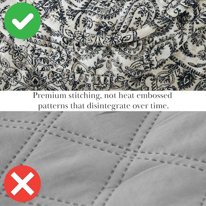 Southshore Fine Living, Inc. Ashanti Collection Oversized Quilt Queen Bedding Set Lightweight, Soft Coverlet Bedspread 3-Piece with Two Matching Shams (98 in Wide x 98 in Long), Full/Queen, Grey