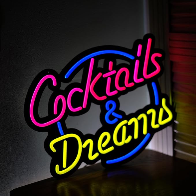 Ultrathin Cocktails Dreams Neon Sign Art Wall Lights for Bedroom Windows Glass Hotel Pub Cafe Wedding Birthday Party Gifts