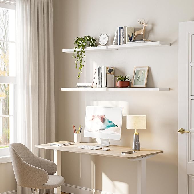 23’’White Floating Shelves for Wall,Rustic Wood Shelf for Room Decor/Storage/Display,Small Bookshelf,Wall Mounted Hanging Shelves for Bedroom, Bathroom, Living Room, Kitchen,Set of 4