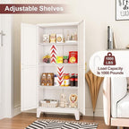 Metal Pantry Cabinet with 2 Doors and Adjustable Shelves, Kitchen Storage cabinets with Gold Handles, Versatile Storage for Laundry/Living Room,Bathroom,Dinning Room-White