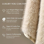 Luxury Faux Fur Throw Blanket, Soft Fluffy Faux Mink Blankets for Bed, Couch, Sofa, Thick Cozy Plush Warm Fur Throws with Reversible Velvet, Tipped Golden Fox, 50"x60"