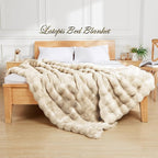 Latepis Soft Luxury Faux Fur Bubble Blanket, Thick Warm Cozy Throw Blanket for Couch, Plush Fluffy Blanket for Sofa and Bedroom Women Gift, 50” x 60”, Tie-dye Camel, 860GSM