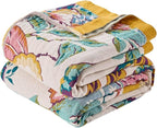 Ultra Soft Lightweight Cotton Quilts,Cozy Summer Boho Throw Blankets,Lightweight Reversible Muslin Blanket Decor Blankets for Armchair Travel, 80"x90" Large Muslin Mexican Throw Blanket