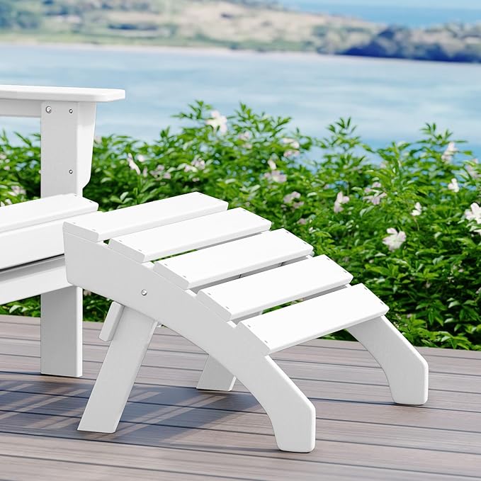 WestinTrends Dylan Outdoor Patio HDPE Adirondack Ottoman Footrest, White