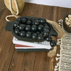 OMISHE 76" Long Extra Large Wood Bead Garland with 1.6" Diameter Wooden Beads and Tassels, Rustic Farmhouse Country Decorative Beads for Home Tiered Tray Decor, Black