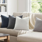 MIULEE Pack of 4 Decorative Textured Boucle Throw Pillow Covers 18x18 Inch Blue Gray Accent Solid Pillow Cases Soft Couch Cushion Covers for Modern Farmhouse Boho Chair Sofa Bed Livingroom Home Decor