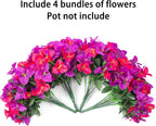 Ivydale Artificial Fake Flowers Faux Plants for Outdoors, 4 Bundles Fake Silk Bougainvillea Flower Look Real UV Resistant Flowers for Planter Patio Porch Window Yard Balcony Home Decor(PurpleHotpink)