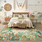 LIVEBOX Boho 8x10 Area Rugs for Living Room, Washable Soft Jungle Animal Print Rug for Bedroom, Farmhouse Non Slip Rug Floor Carpet, Forest Dining Room Rugs for Under Table