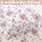 Cozy Line Home Fashions 100% Cotton Quilt Bedding Set, Pink Floral Reversible Coverlet Bedspread (Vintage Rose, Twin - 2 Piece)