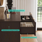 LINSY HOME Fluted Dresser for Bedroom with 8 Drawers, 47" Wide Mid Century Modern Dressers, Tall Boho Chest of Drawer, Large Wood Accent Storage Cabinet for Living Room, Curved Profile Design, Walnut