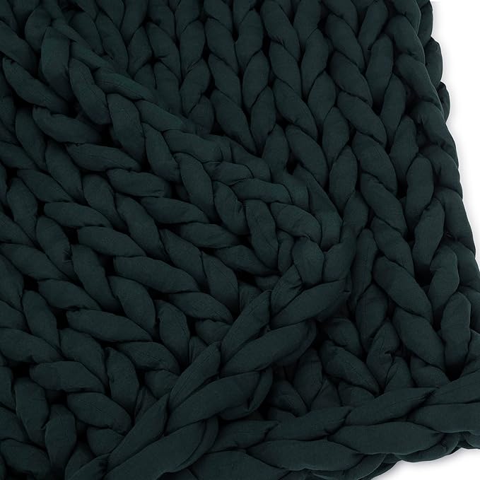 Nuzzie Chunky Knit Weighted Blanket - Breathable, Cooling, Hand Made Knit Throw Blanket for Sleep - Machine Washable, Stylish Decor Design (Charcoal, Queen | 28lbs | 80"x80")
