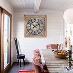 Oakrain Rustic Large Wall Clock, Classic Vintage Hanging Clock, Silent Non-Ticking Square Wall Clock for Living Room Bedroom Office, Numeral, Brown, 27''x29''