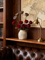 Rustic Vintage Ceramic Vases ，White Terracotta Decorative Flower Boho Vintage Wide-Mouth Vase for Living Room Bedroom Kitchen Office Decor Centerpiece Table Decorations 5.71Inch