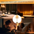 Cordless Table Lamp Rechargeable Vintage Gold-5000mAh Battery Operated Lamp for Decor, 2700K Stepless Dimming Touch Control Wireless Lamp for Bedroom, Living Room, Office, Dormitory