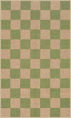 Lahome Checkered 3x5 Washable Rug, Green Easy Jute Rug for Entryway Living Room, Modern Non Slip Non Shedding Indoor Outdoor Carpet for Porch Deck Kitchen