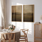 SIGNFORD Framed Canvas Print Wall Art Set Serene Misty Mountains Illustrations Modern Art Decorative for Living Room, Bedroom, Office - 16"x24"x2 Natural