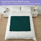 Bigacogo Chunky Knit Throw Blanket for Couch, 40x40 inches, 100% Hand Knitted with Thick Jumbo Chenille Yarn, Cozy Soft Large Rope Knot Cable Crochet Blankets for Sofa Bed Living Room, Dark Green