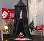 VETHIN Bed Canopy for Girls,Princess Round Dome Dreamy Mosquito Net Bedding Girls Room Castle Play Tent Hanging House Decor Reading Nook Canopies (Black)