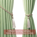 Fenghuangwu Curtain Tiebacks Tassel Tie-Backs, Rope Curtain tie Backs Handmade Curtain Holdbacks Made from Polyester (Beige, 2p)