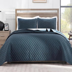 Exclusivo Mezcla Reversible Full Queen Quilt Bedding Set with Pillow Shams, Lightweight Quilts Queen Size, Soft Bedspreads Bed Coverlets for All Seasons - (Navy Blue, 90"x96")