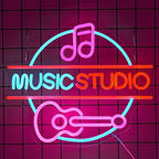 Music Neon Sign for Wall Decor Music Studio Letter Neon Light Dimmable Guitar Neon Light Sign Pink Notes LED Sign for Recording Studio Concert Club Bar Bedroom