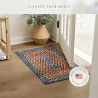 Maples Rugs Marion Bohemian Braided Design Print Area Rug – Made in USA – Washable, Non Slip Indoor Carpet for Entryway, Foyer, Kitchen, and Bathroom, 34" x 20", Multi-Color