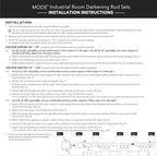 MODE Industrial Room Darkening Collection 1 1/8” diameter Industrial Curtain Rod Set with Steel Wall Mounted Expandable Curtain Rod, Blocks Light, Fits 16” to 32” Windows, Graphite