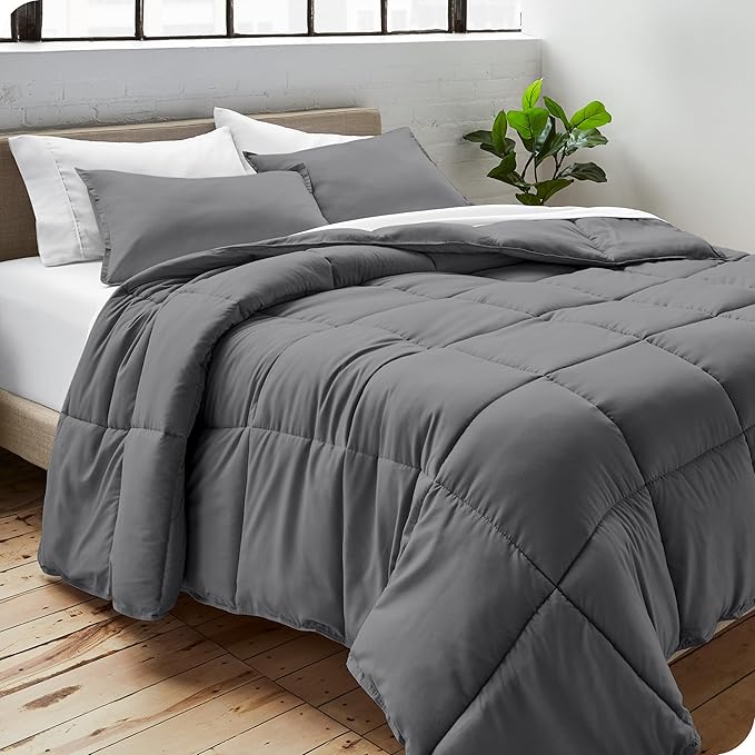Bare Home Duvet Insert Comforter - Oversized King - Goose Down Alternative - Ultra-Soft - Premium 1800 Series - All Season Warmth - Bedding Comforter (Oversized King, Grey)