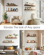 BAYKA Floating Shelves for Wall, 36 inches Long Wall Mounted Rustic Wood Shelves for Bathroom, Bedroom, Living Room, Kitchen, Office, Hanging Shelf for Books/Storage/Decor(Brown,Set of 2)