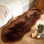 AMTOVO Faux Sheepskin Rug, Coffee Ultra Soft Fluffy Shag Area Rug, 2 x 6 ft Faux Fur Rug for Bedroom Sofa Throw Cushion Room Decor, Sheepskin