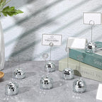 60 Pcs Disco Ball Table Number Holder, Place Card Holders, Tables Cards Photo Picture Display Numbers Stand Clips, for Wedding Birthday Disco Halloween Party Decorations