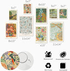 Vintage Eclectic Wall Art Prints Set of 9, Abstract Eclectic Wall Decor Matisse William Morris Van Gogh Monet Maximalist Famous Artist Painting Pictures, Trendy Maximalism Poster for Aesthetic