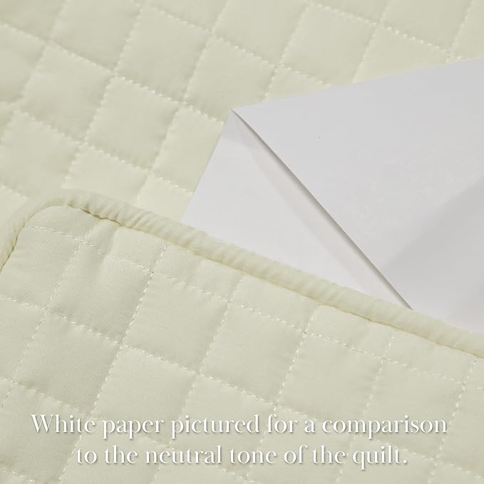 Southshore Fine Living, Inc. Twin XL Quilt Bedding Set, Soft Brushed Microfiber Bedspread Coverlet, Stain and Pet Hair Resistant Bedding, XL/Twin Size Quilt Set with 1 Pillow Sham, Cream