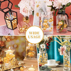 200PCS Golden Yellow Faux Pearls Beads for Centerpiece Vases, Vase Filler Faux Pearls, No Holes Filler Beads for Party Anniversary Birthday Wedding Table Decor, 10/14/20/30mm