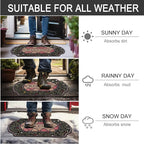 CHICHIC Entrance Door Mat Large 24 x 36 Inch Entry Way Doormat Front Door Rugs Outdoors Heavy Duty Welcome Mat Non Slip Rubber Back Low Profile for Garage, Patio, High Traffic Area, Small Flower