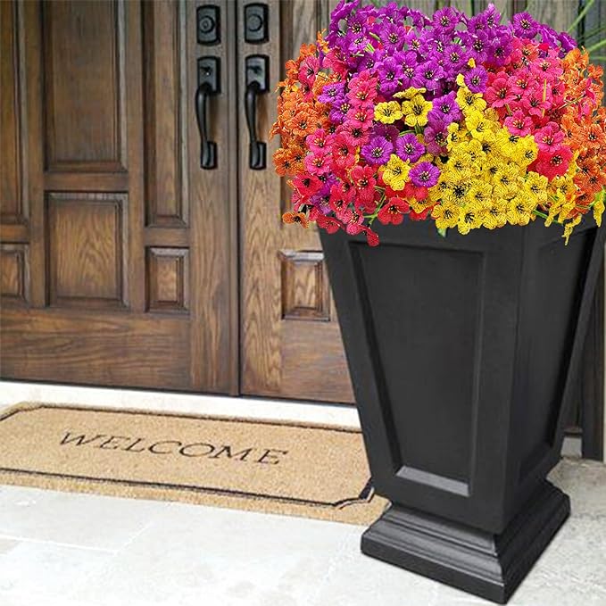 20 Bundles Artificial Flowers for Outdoors,No Fade Fake Silk Flowers with Plastic Plants,Faux Realistic Flowers uv resistantfor for Patio Window Box Porch Garden Wedding Farmhouse Decor(Mixed Color)