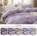 Bedsure Grayish Purple Duvet Cover Full Size - 3 Pieces Prewashed Extra Soft Cotton-Like Bedding Set, Includes 1 Duvet Cover 80x90 Inches with Zipper Closure & 2 Pillow Shams, Comforter Not Included