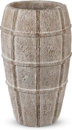 Briful Rustic Terracotta Flower Vase for Home Decor 12" Brown Farmhouse Textured Barrel-Style Ceramic Vase Vintage Handcrafted Gridded Design for Faux & Dried Flowers Living Room Table Centerpiece