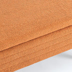 Furniliving 46” Storage Benches, End of Bed Bench with Button-Tufted Large Upholstered Storage Ottoman Teddy Window Bench with Storage Shoe Cabinet Bench, for Bedroom, Entryway, Closet, Orange