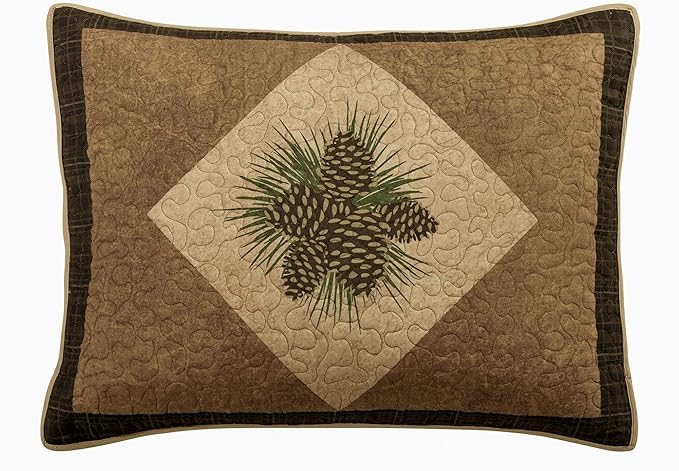 Donna Sharp King Polyester Bedding Set - Antique Pine Lodge Quilt Set with Quilt, Two King Pillow Shams and One Decorative Pillow - Machine Washable